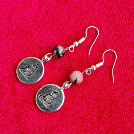 Серьги "Будда" из родонита