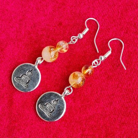 Серьги "Будда" из цитрина